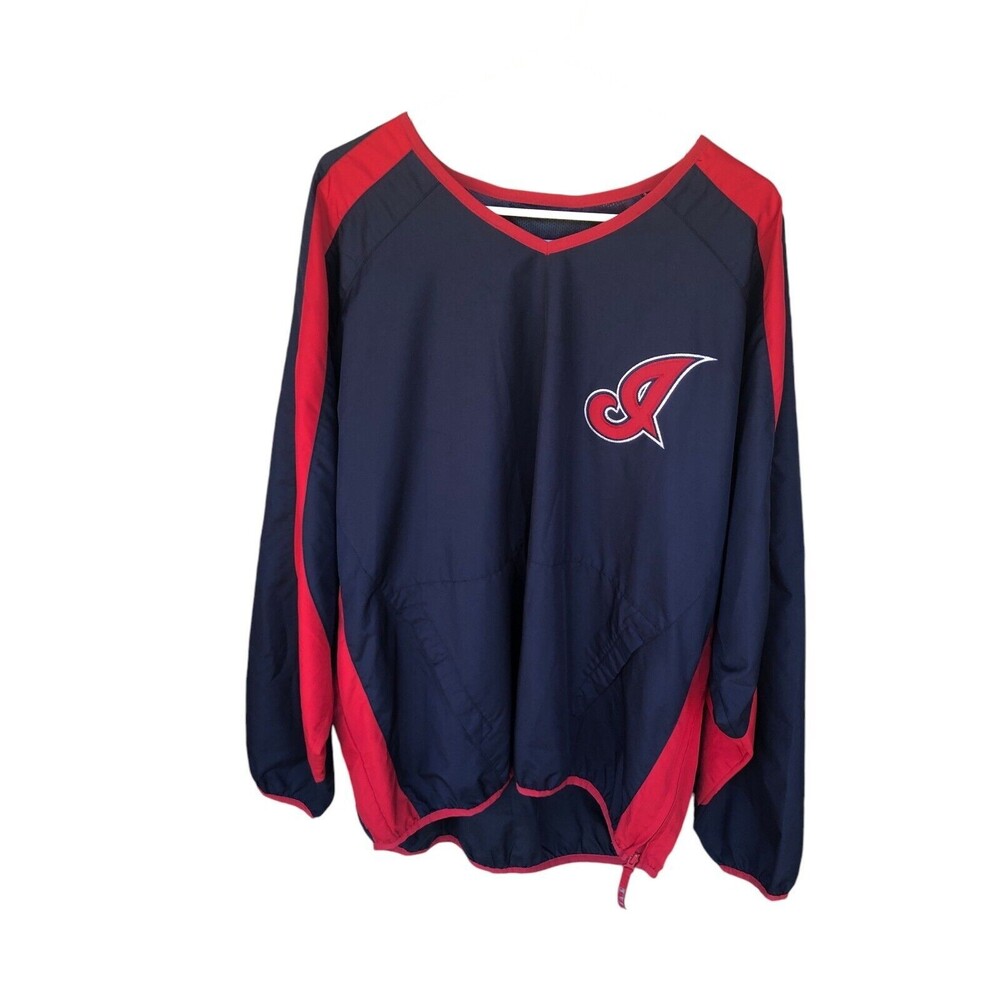 Vintage Cleveland Indians Jacket Mens L Blue Red MLB Pullover Sportswear